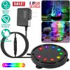 4in LED Aquarium Air Bubble Lamp Multi-Colored Submersible Fish Tank Air Stone Disk Lamp Underwater Bubble Light