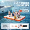 VEVOR Inflatable Floating Dock, 8 x 5FT Inflatable Dock Platform, Non-Slip Water Floating Dock Mat with Portable Carrying Bag & Detachable Ladder