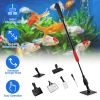 6 In 1 Aquarium Cleaning Tools Fish Tank Cleaner Set with 24.4-37in Handle Gravel Rake Fish Net Algae Scraper Algae Brush Right Angle Sponge Flat Spon